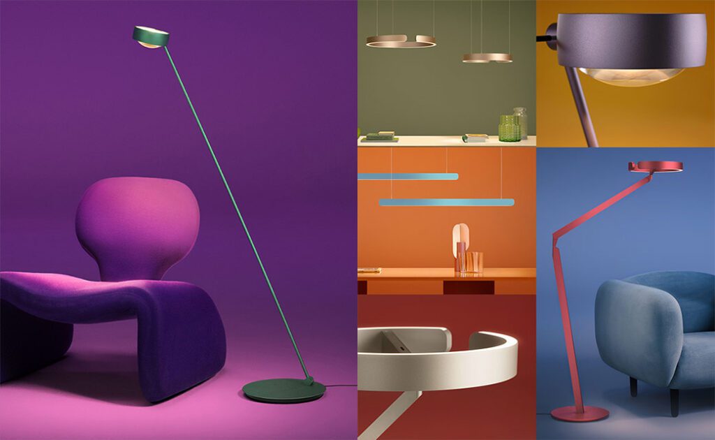 Edle Oberflächen und moderne Farbpalette mit frischen Farben von Occhio